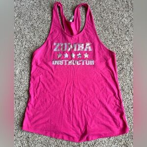 Zumba Fitness Hot Pink Racerback Instructor Tank with Silver Stars